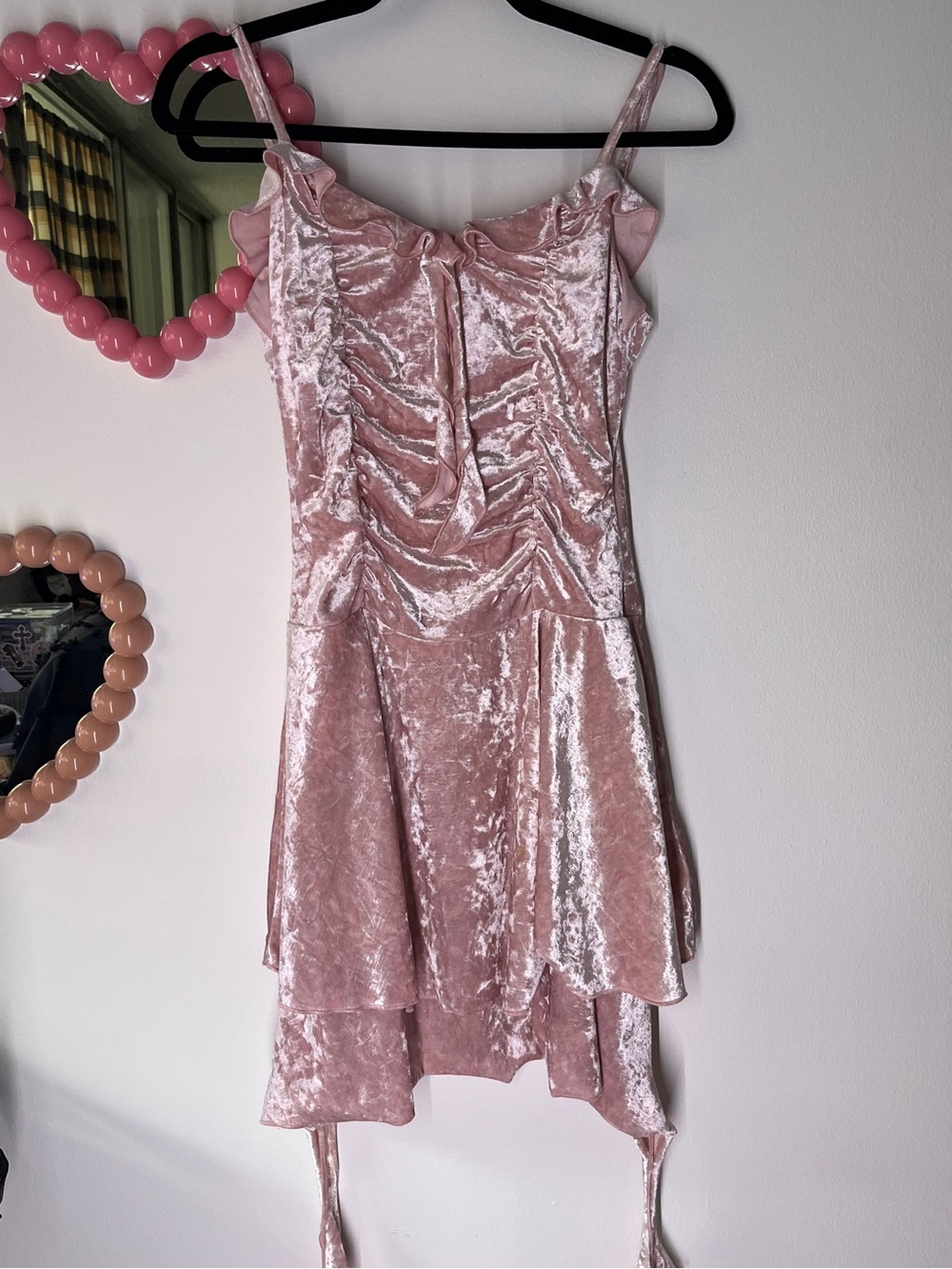 pink crushed velvet texture dress from cider